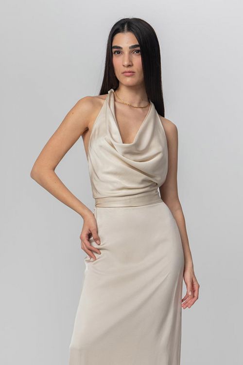 Corinna satin top - Βανίλια