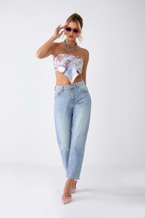 Premium high waisted rhimestone mom fit Franny