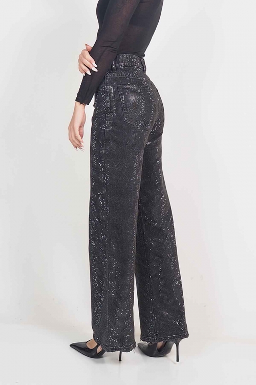 Premium high waisted wide leg sparkle jeans Alice