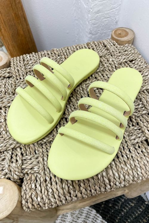 Handmade greek leather sandals glitter Ariel - Λαχανί