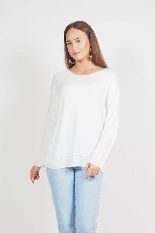 Soft loose knit μπλούζα - Λευκό