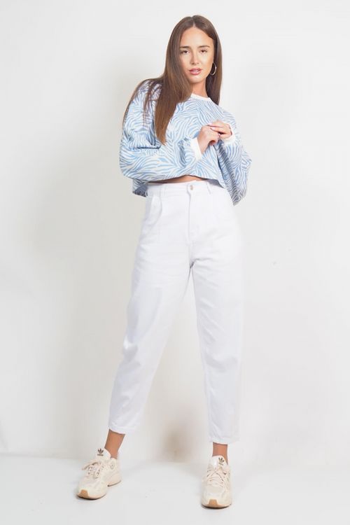 Παντελόνι ντένιμ premium Slouchy - Λευκό