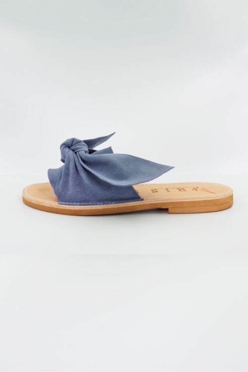 Handmade greek leather sandals Aphrodite - Μπλε Ντένιμ