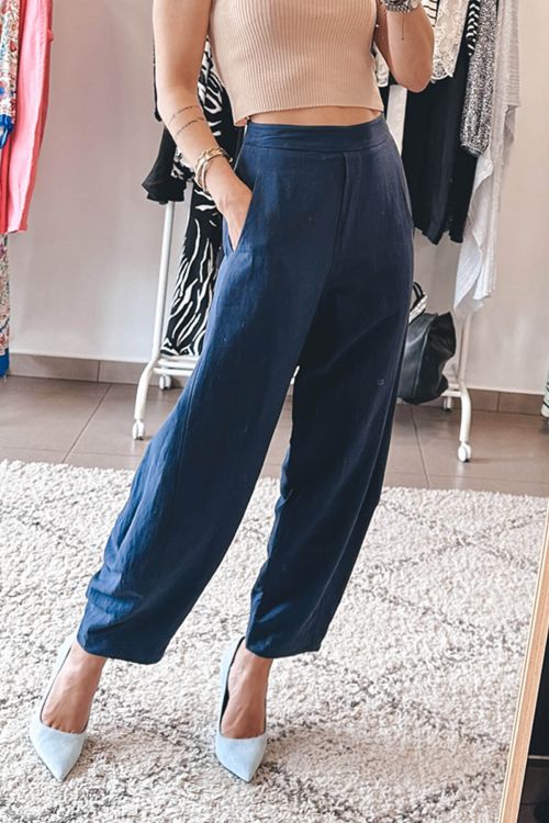 Moutaki linen pants - Navy Blue