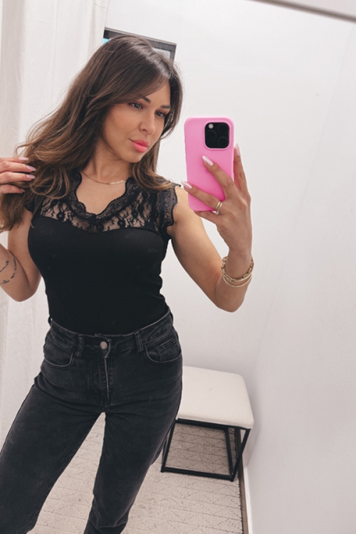 Sleeveless lace cotton top Lesley