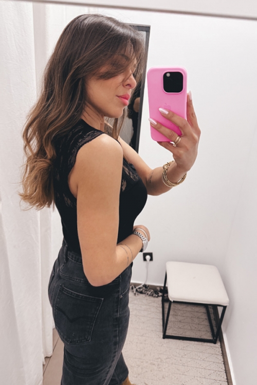 Sleeveless lace cotton top Lesley