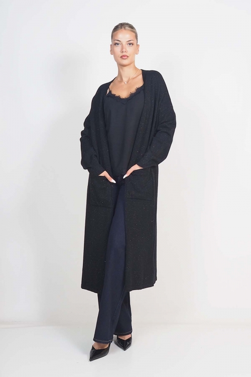 Soft knit long sparkle cardigan