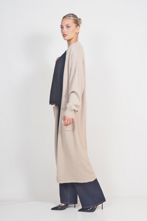 Soft knit long sparkle cardigan