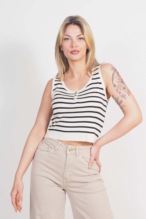 Soft knit striped sleeveless top