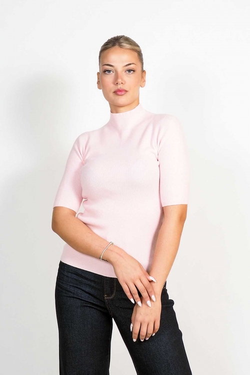 Soft knit turtleneck shortsleeved top