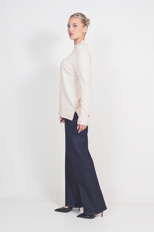 Soft knit turtleneck top with pearls