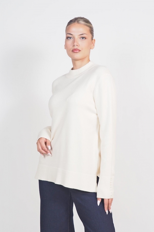 Soft knit turtleneck top with pearls