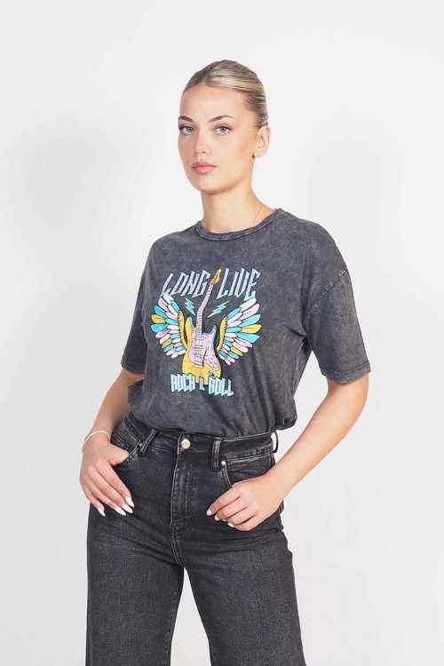 Stonewashed T shirt Long Line