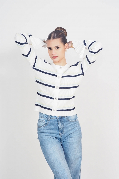 Striped cardigan top
