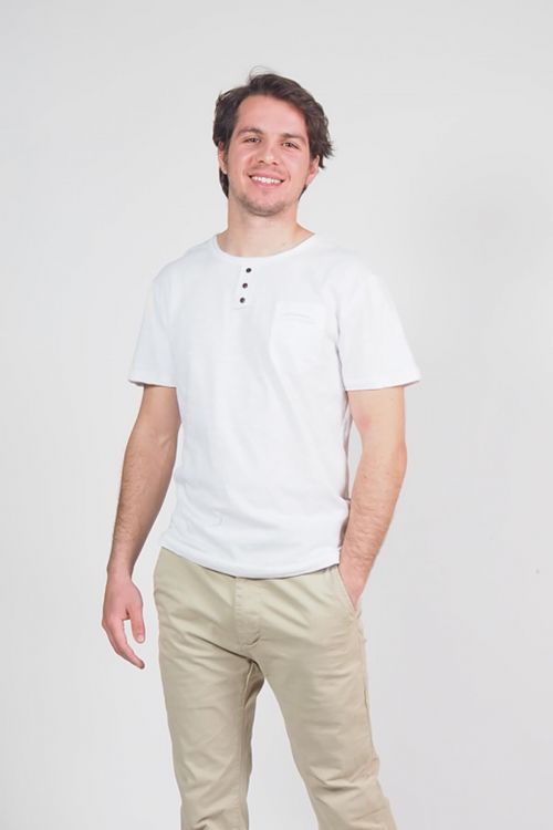 Ανδρικό t-shirt με κουμπάκια Denver - Λευκό