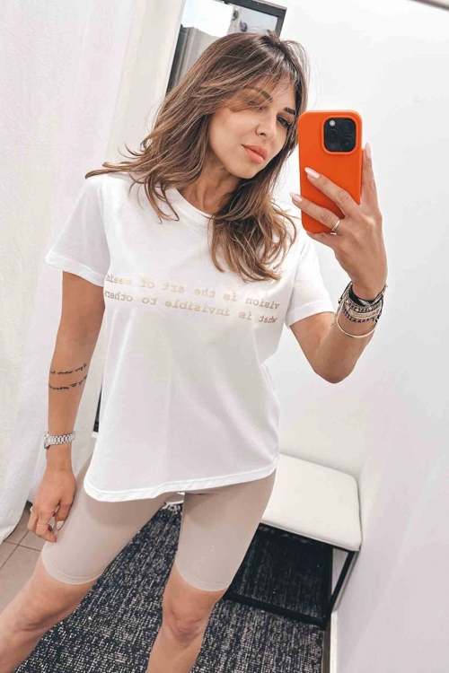 T shirt with golden details