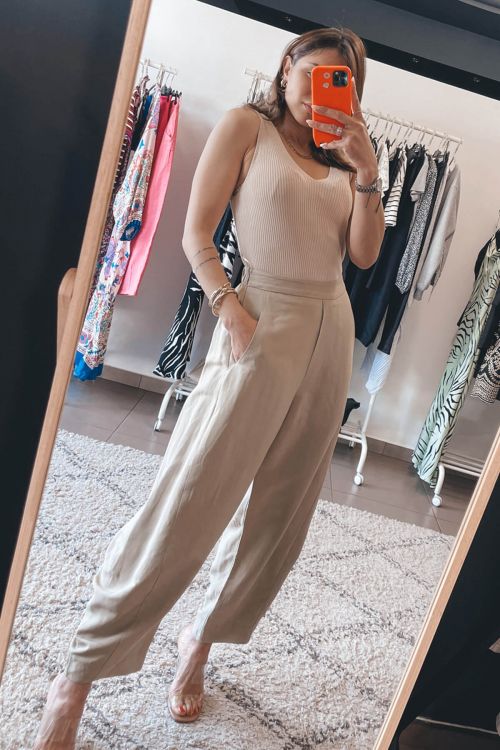 Moutaki linen pants - Μπεζ