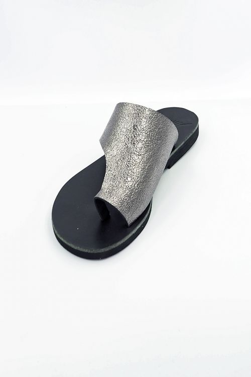 Handmade greek leather sandals Ilektra - Black/Copper
