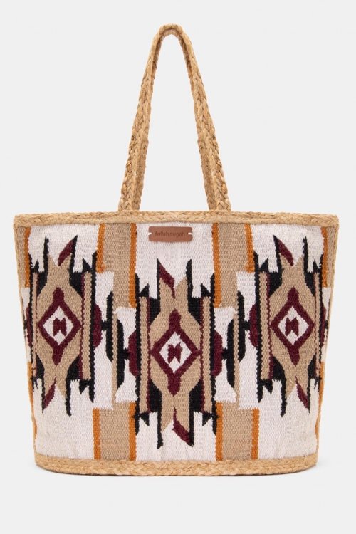 Τσάντα boho με σχέδιο σε χρωματική αντίθεση