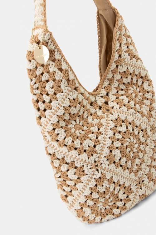 Two-tone knitted cotton bag