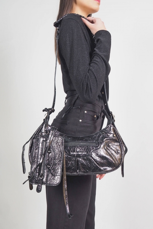 Τσάντα ώμου eco leather metallic με τρουκς Hope