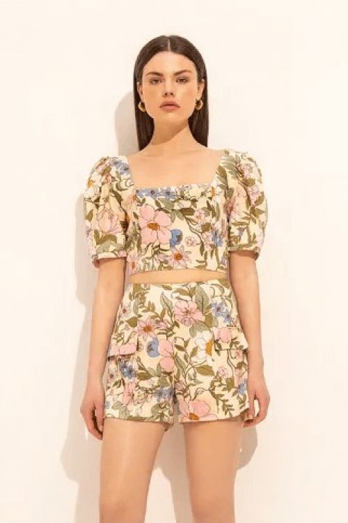 Rhea backless floral top - Εκρού
