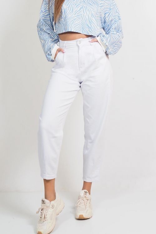 Παντελόνι ντένιμ premium Slouchy - Λευκό