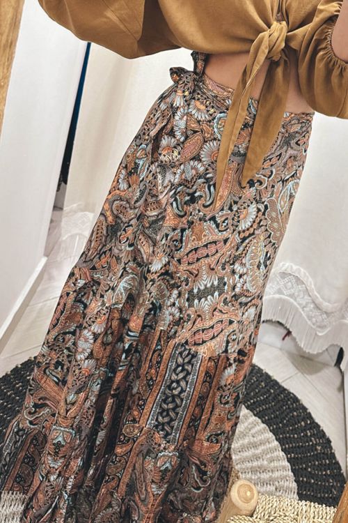 Silky maxi wrapover skirt