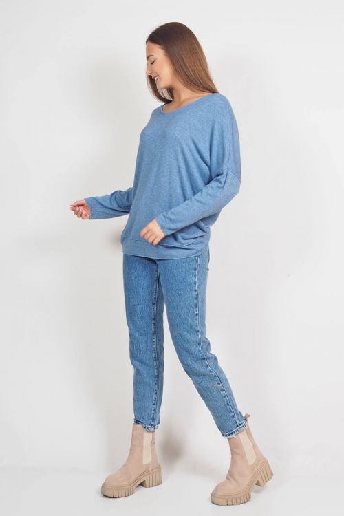 Soft loose knit μπλούζα - Μπλε Ραφ