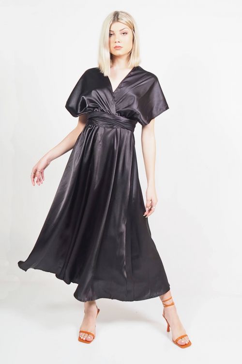 Φόρεμα πολυμορφικό satin Gloria - Μαύρο