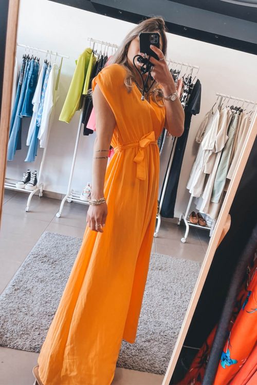 Φόρεμα αμάνικο με ζώνη Ginger - Πορτοκαλί