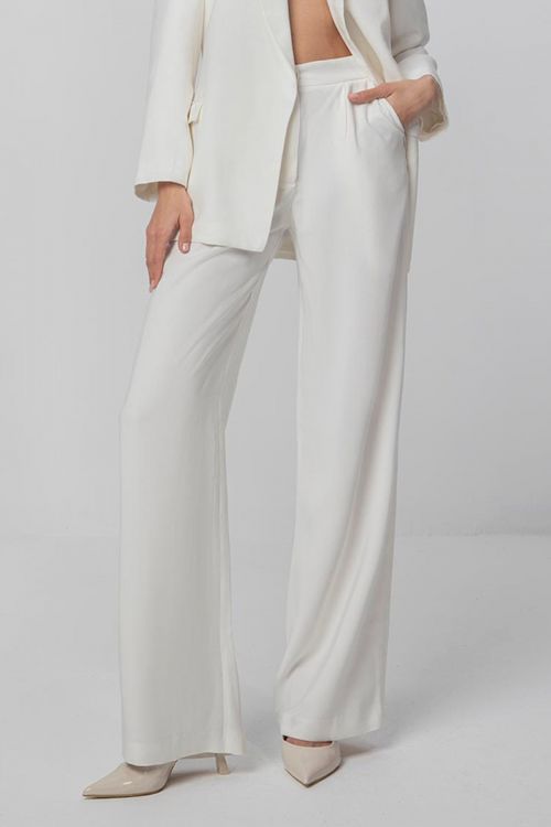 Faye high waisted viscose pants - Εκρού