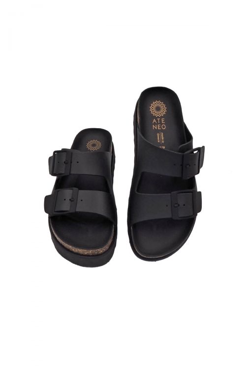 Ateneo high sole leather sandals - Μαύρο
