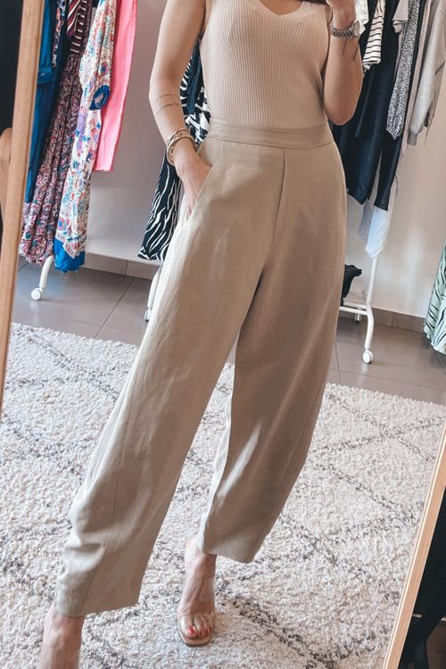 Moutaki linen pants - Μπεζ
