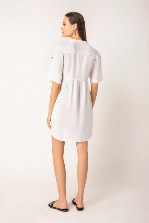 Gloria linen dress - Λευκό