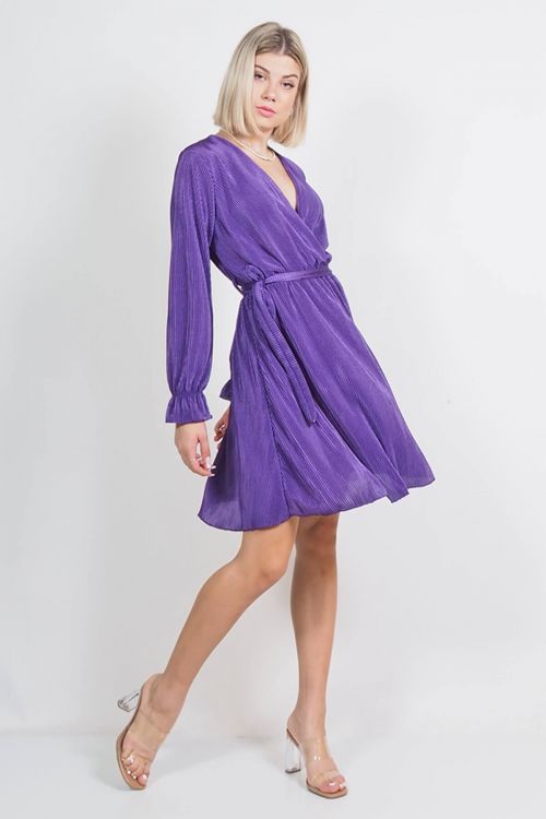 Faith pleated dress with detachable belt