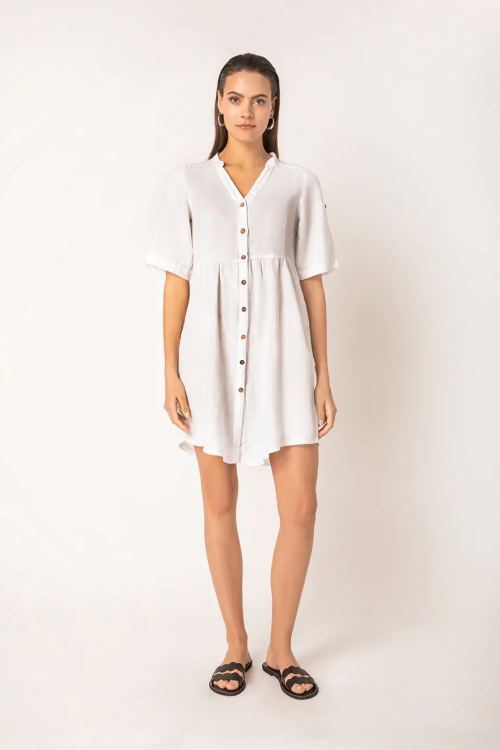 Gloria linen dress - Λευκό