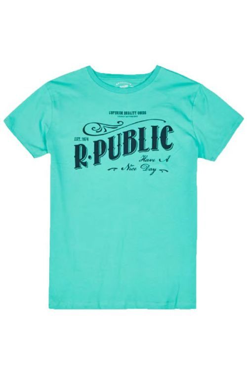 Ανδρικό t-shirt με στάμπα - Aqua