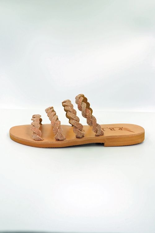 Handmade greek leather sandals Alkmini - Rose Gold
