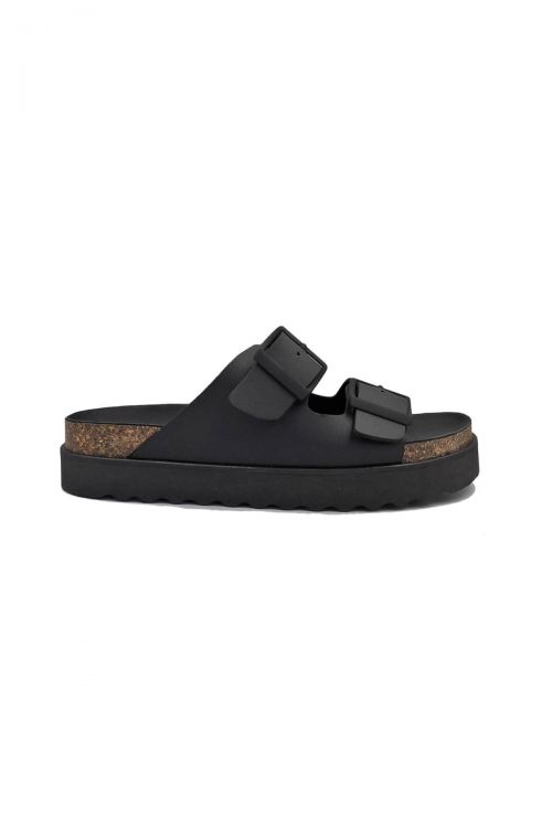 Ateneo high sole leather sandals - Μαύρο